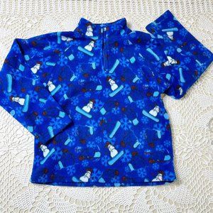 Vintage 1990s Kids Headquarters Boys 7 Snowboarding Snowmen Fleece Pullover